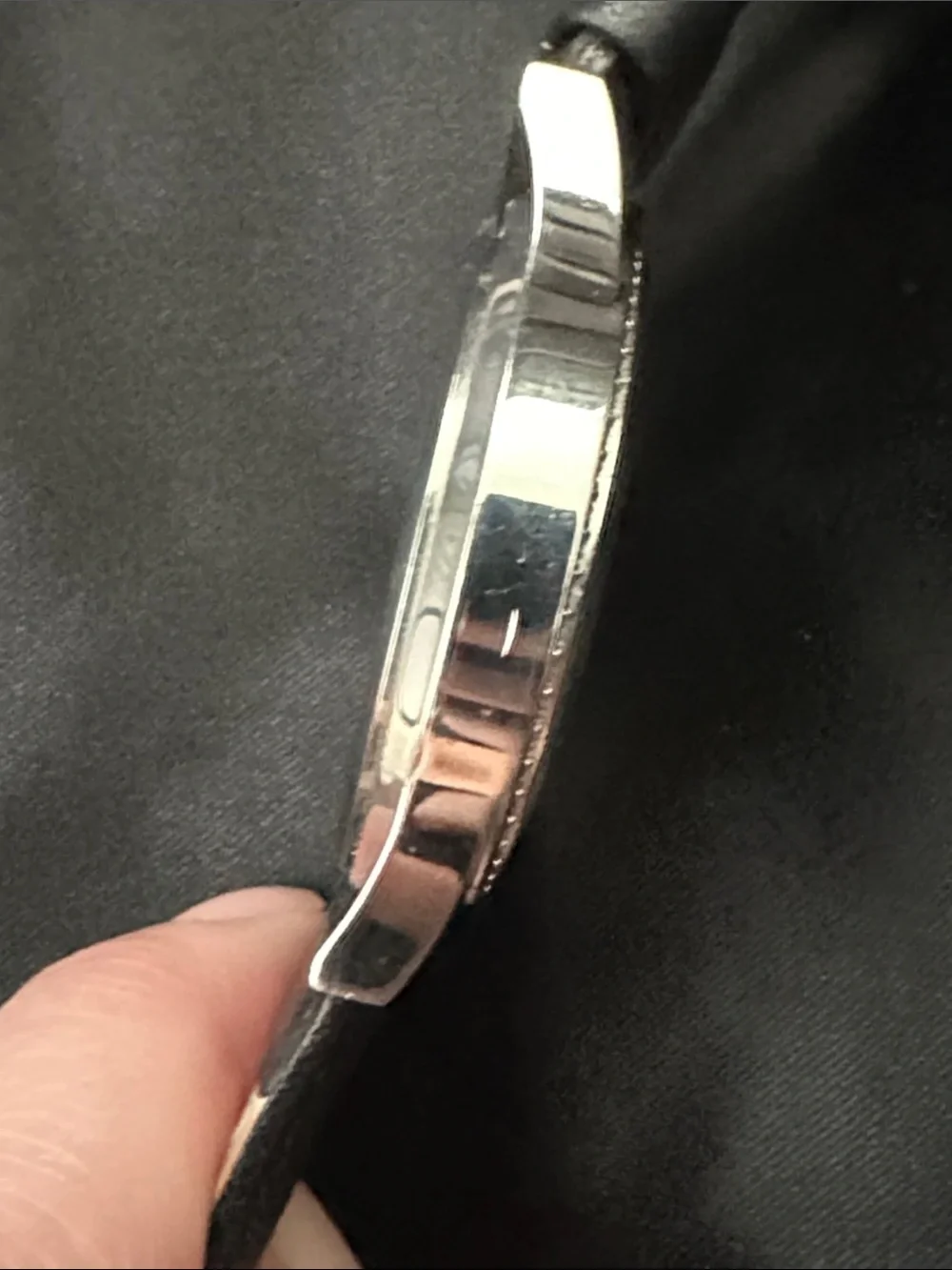 D&G Black Leather Strap Watch with Brushed Steel Back